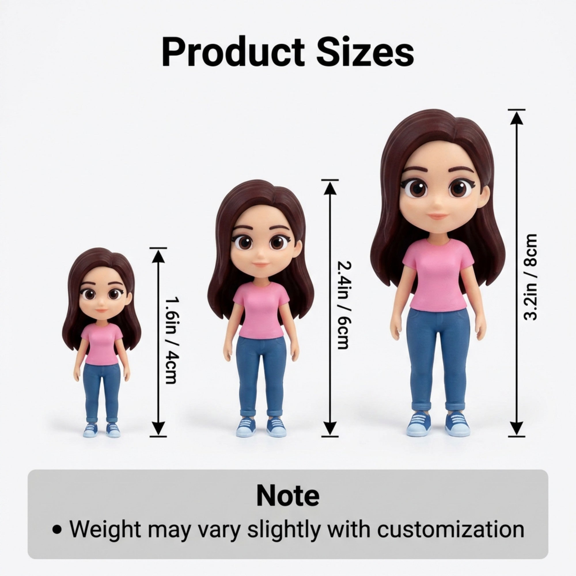 3D Cartoon Character Figurine with Clear Display Case