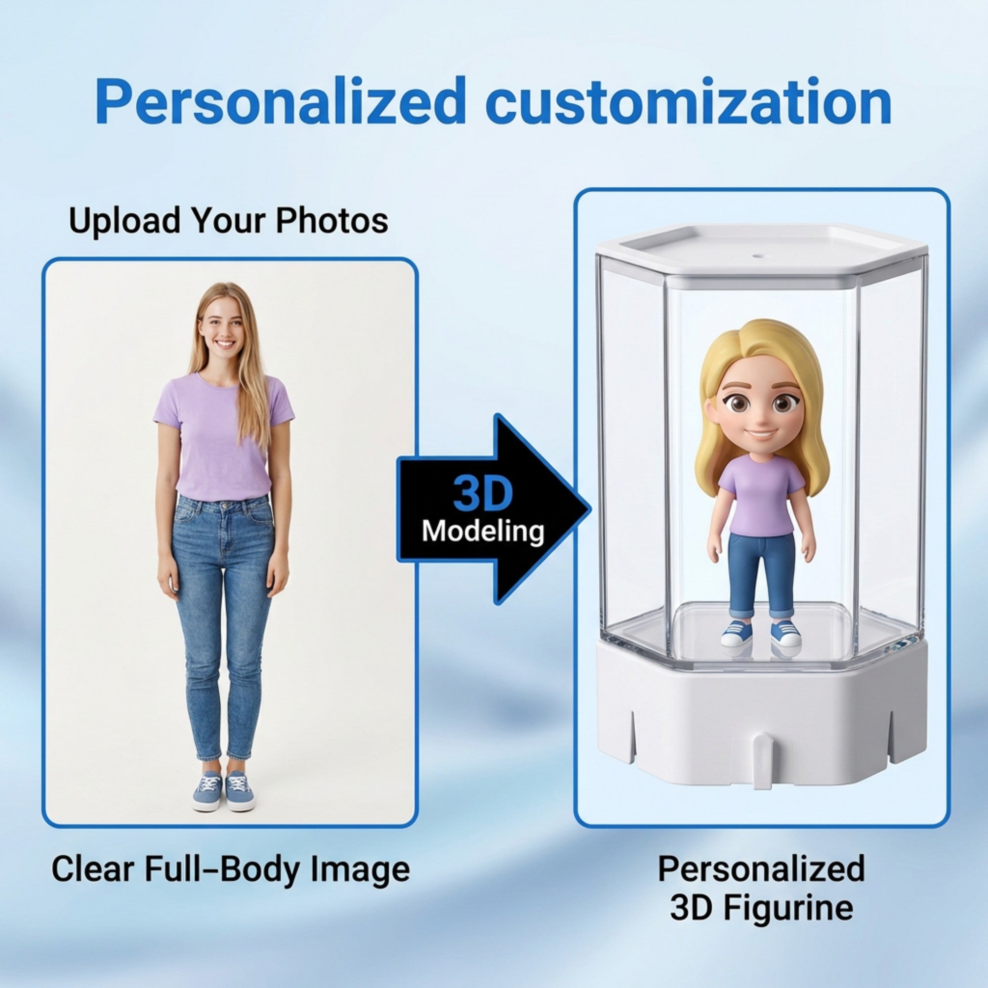 3D Cartoon Character Figurine with Clear Display Case