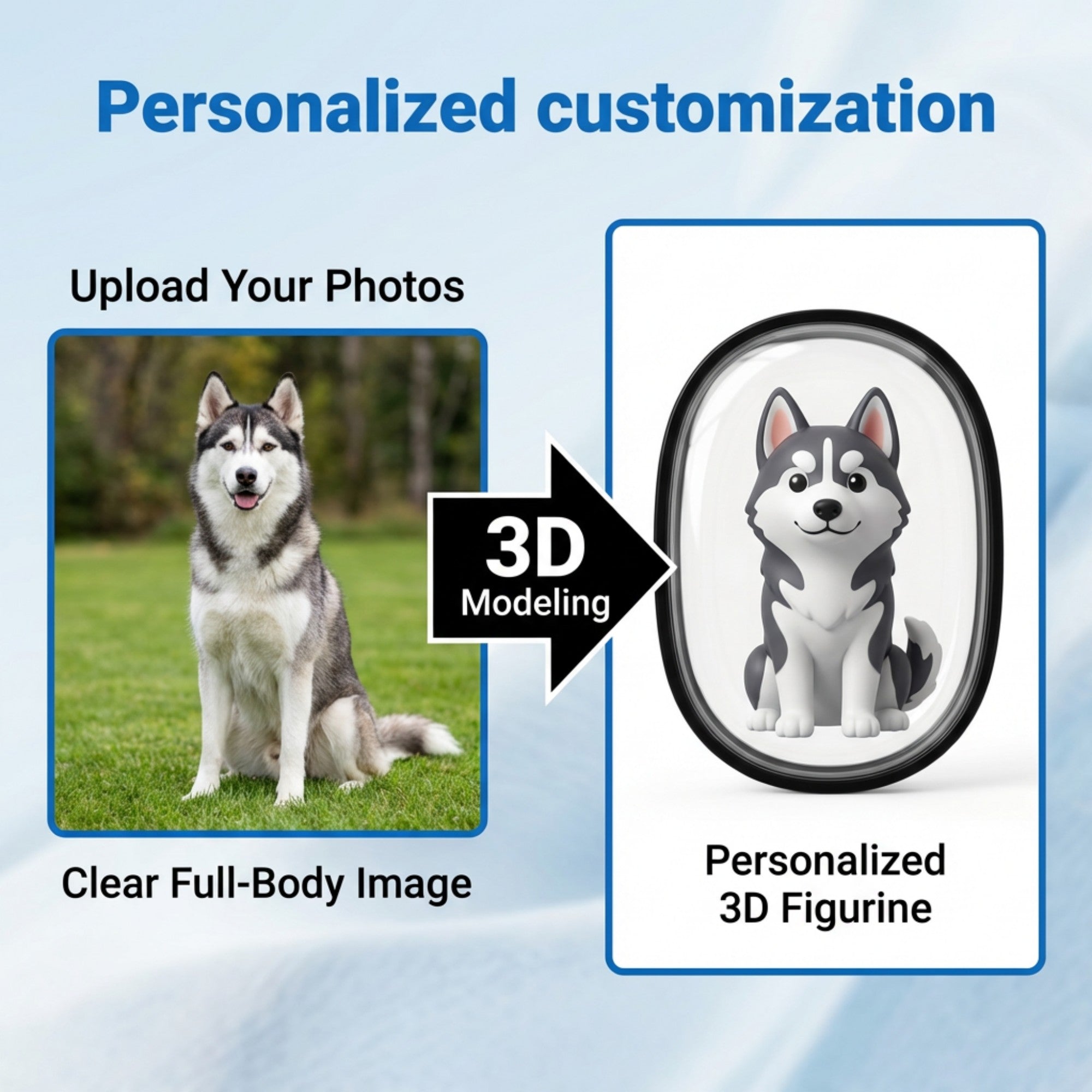3D Cartoon Pet Figurine with Bag & Pendant
