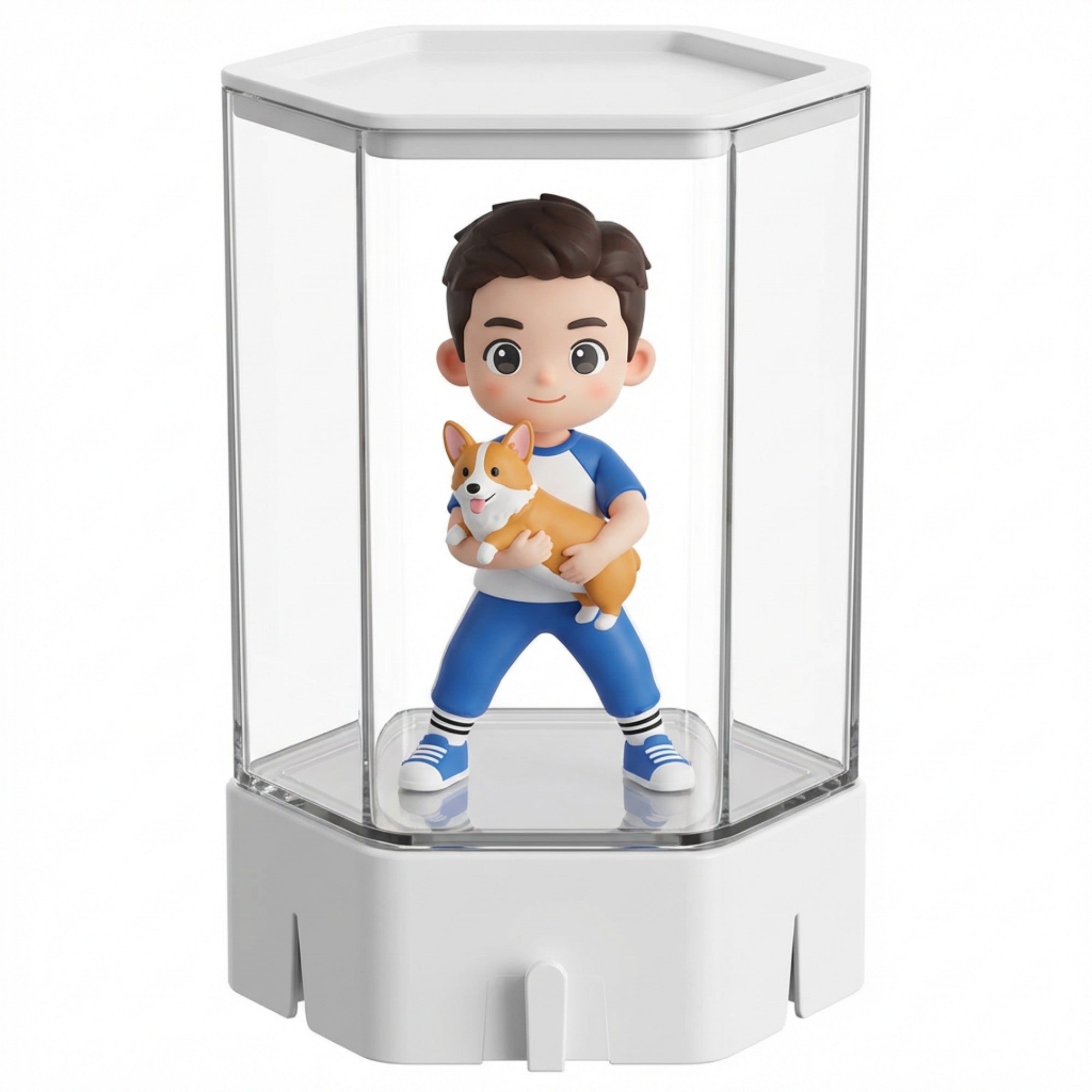3D Cartoon Character & Pet Figurine with Clear Display Case