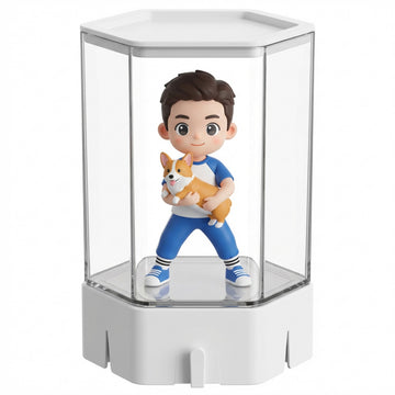 3D Cartoon Character & Pet Figurine with Clear Display Case