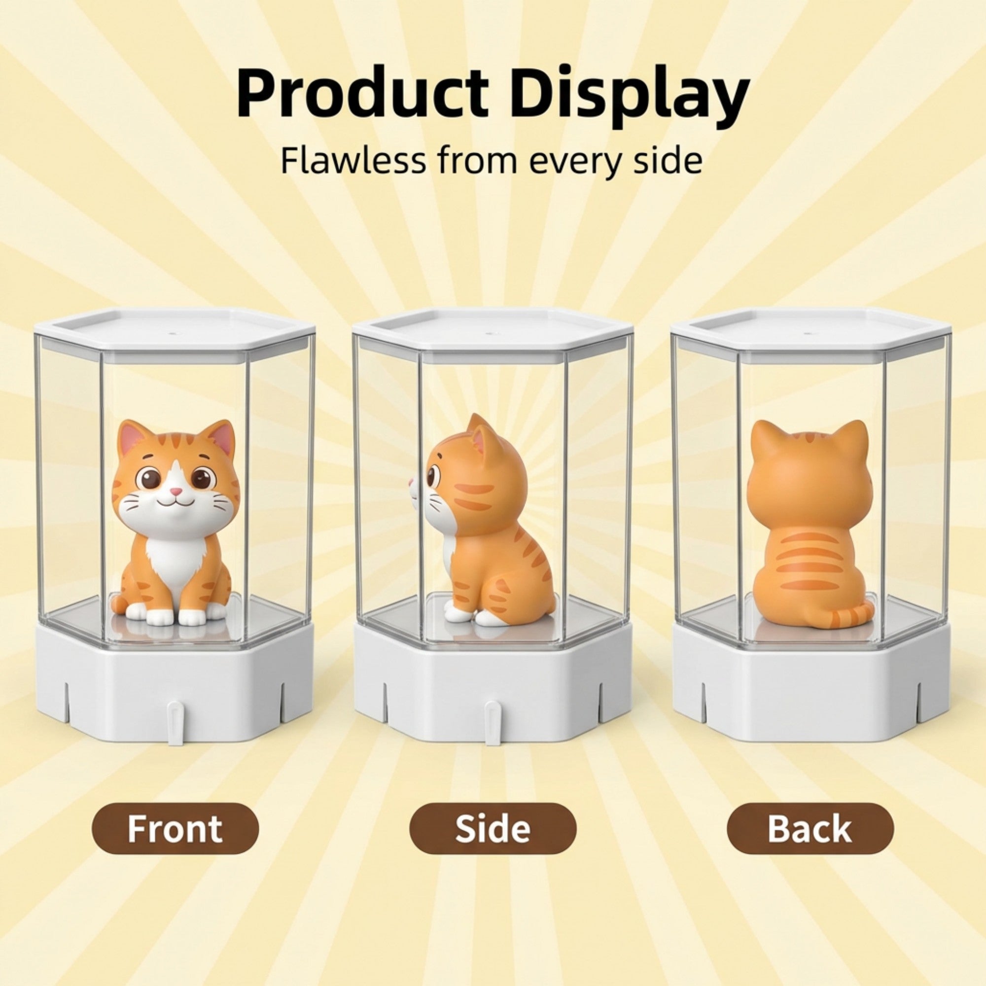 3D Cartoon Pet Figurine with Clear Display Cover