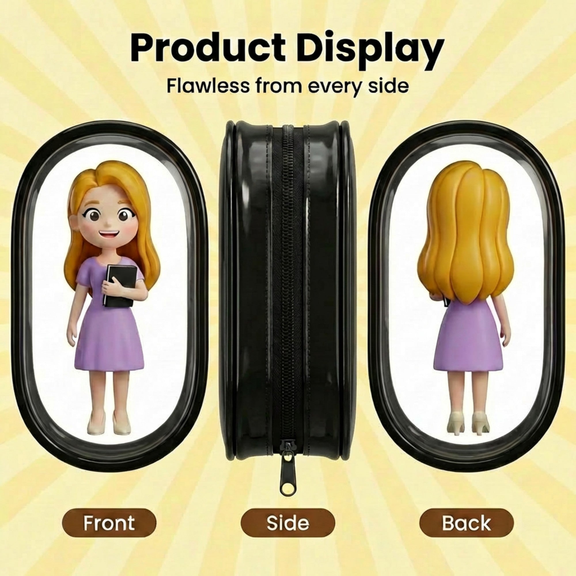 3D Cartoon Character Figurine with Pendant & Pouch