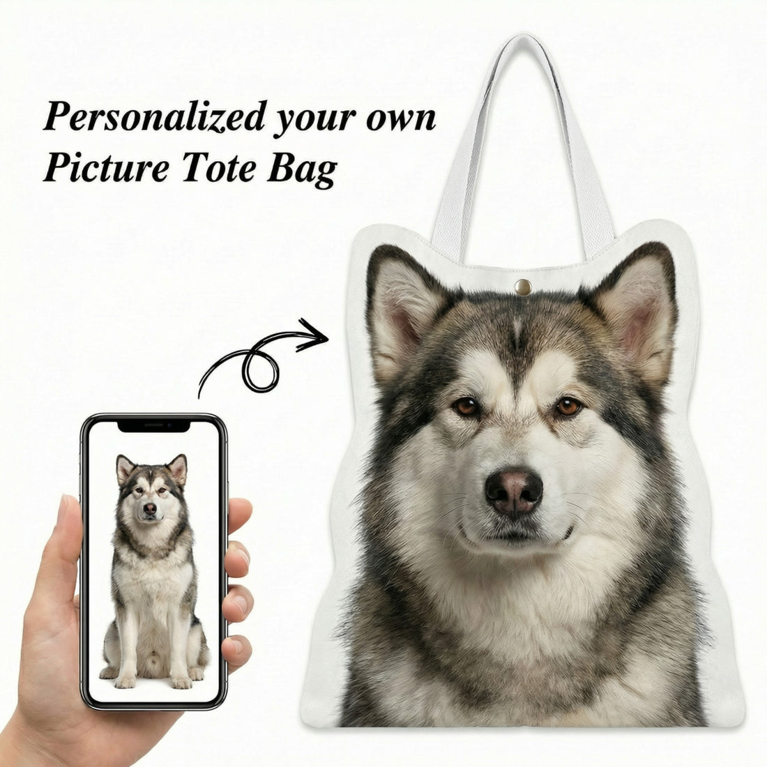 Personalized Printed Canvas Tote Bag Custom Gift Daily Carry Bag