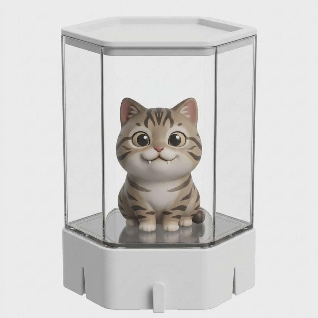 3D Cartoon Pet Figurine with Clear Display Cover